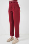 Kadın Bordo Yüksel Bel Kemerli Kumaş Pantolon HZL25S-BD167251