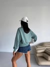 Kadın Çağla Yeşil Bisiklet Yaka 2 İplik Sweatshirt HZL25W-FRY123391
