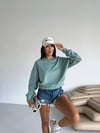 Kadın Çağla Yeşil Bisiklet Yaka 2 İplik Sweatshirt HZL25W-FRY123391