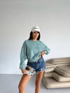 Kadın Çağla Yeşil Bisiklet Yaka 2 İplik Sweatshirt HZL25W-FRY123391