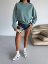 Kadın Çağla Yeşil Bisiklet Yaka 2 İplik Sweatshirt HZL25W-FRY123391