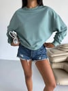Kadın Çağla Yeşil Bisiklet Yaka 2 İplik Sweatshirt HZL25W-FRY123391