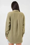 Kadın Çağla Yeşil Oversize Çift Cepli Keten Gömlek HZL22S-BD1201261