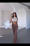 Kadın Camel Beli Lastikli Müslin Kumaş Bol Paça Pantolon HZL25S-DSB12221