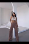 Kadın Camel Beli Lastikli Müslin Kumaş Bol Paça Pantolon HZL25S-DSB12221