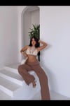 Kadın Camel Beli Lastikli Müslin Kumaş Bol Paça Pantolon HZL25S-DSB12221