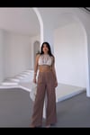 Kadın Camel Beli Lastikli Müslin Kumaş Bol Paça Pantolon HZL25S-DSB12221