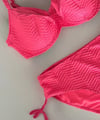 Kadın Canlı Pembe Desenli Büyük Beden Astarlı Bikini Takım HZL25S-LC4004