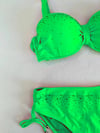 Kadın Canlı Yeşil Taş İşlemeli Astarlı Bikini Takım HZL25S-LC3361