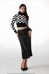 Kadın Düz Siyah Saten Yüzeyli Beli Lastikli Midi Boy Etek Hzl23s-bd1101471