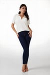 Kadın Ekru Polo Yaka Geniş Kesim Örme Bluz HZL24S-BD104861