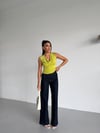 Kadın Fıstık Degaje Yaka Yanlardan Drapeli Sandy Bluz HZL25S-FRY123131