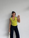 Kadın Fıstık Degaje Yaka Yanlardan Drapeli Sandy Bluz HZL25S-FRY123131