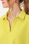 Kadın Fıstık Yeşil Polo Yaka Geniş Kesim Örme Bluz HZL24S-BD104861