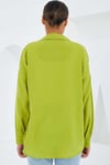 Kadın Fıstık Yeşil Tek Cepli Oversize Keten Ayrobin Gömlek HZL24S-BD1201531