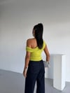 Kadın Fıstık Yeşil Yandan Drapeli Kayık Yaka Sandy Bluz HZL25S-FRY123201