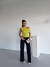 Kadın Fıstık Yeşil Yandan Drapeli Kayık Yaka Sandy Bluz HZL25S-FRY123201