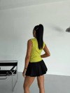 Kadın Fıstık Yeşili Büzgülü Kolsuz Sandy Bluz HZL26W-FRY122751