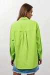 Kadın Fıstık Yeşili Oversize Uzun Basic Gömlek HZL22W-BD139001