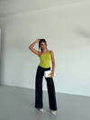 Kadın Fıstık Yeşili Tek Omuz Gold Metal Detaylı Sandy Bluz HZL26S-FRY123821