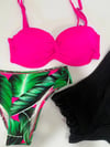 Kadın Fuşya İnce Askılı 3 Parça Bikini Takımı HZL25S-LC216
