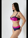 Kadın Fuşya Lacivert Desenli Astarlı Bikini Takımı HZL25S-LC25143