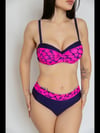 Kadın Fuşya Lacivert Desenli Astarlı Bikini Takımı HZL25S-LC25143