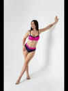 Kadın Fuşya Lacivert Desenli Astarlı Bikini Takımı HZL25S-LC25143