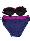 Kadın Fuşya Zincir Desenli Büyük Beden Astarlı Lacivert Bikini Takım HZL25S-LC3303