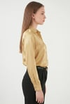 Kadın Gold Hafif Dökümlü Saten Yüzeyli Gömlek HZL22W-BD139641