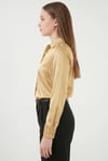 Kadın Gold Hafif Dökümlü Saten Yüzeyli Gömlek HZL22W-BD139641