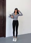 Kadın Gri Dalgıç Kumaş Fermuar Kapamalı Parmak Geçirmeli Sweatshirt HZL25W-FRY123441