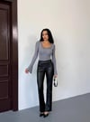 Kadın Gri Uzun Kollu Arkası Bağlamalı Fit Kesim Crop Bluz HZL25W-FRY122771