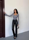 Kadın Gri Uzun Kollu Arkası Bağlamalı Fit Kesim Crop Bluz HZL25W-FRY122771
