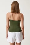 Kadın Haki İp Askılı Örme Body Bluz HZL24S-ZK11001
