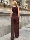 Kadın Kahverengi Beli Lastilkli Gofre Kumaş Pantolon HZL24S-ZK13261