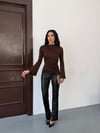 Kadın Kahverengi Drape Detaylı İspanyol Kol Sany Bluz HZL25W-FRY123431