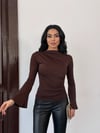 Kadın Kahverengi Drape Detaylı İspanyol Kol Sany Bluz HZL25W-FRY123431