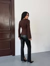 Kadın Kahverengi Drape Detaylı İspanyol Kol Sany Bluz HZL25W-FRY123431