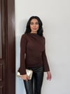 Kadın Kahverengi Drape Detaylı İspanyol Kol Sany Bluz HZL25W-FRY123431