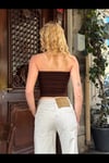 Kadın Kahverengi Katlamalı Straplez Bluz HZL24S-ZK11301