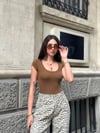 Kadın Kahverengi Oval Yaka T-Shirt HZL25S-ZK11681