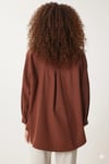 Kadın Kahverengi Oversize Uzun Basic Gömlek Hzl22w-bd139001