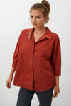 Kadın Kiremit Oversize Uzun Basic Gömlek HZL22W-BD139001