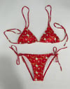 Kadın Kırmızı Karpuz Desen Boyundan İp Bağlamalı Üçgen Bikini Takımı HZL25S-LC5005