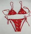 Kadın Kırmızı Karpuz Desen Boyundan İp Bağlamalı Üçgen Bikini Takımı HZL25S-LC5005