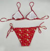 Kadın Kırmızı Karpuz Desen Boyundan İp Bağlamalı Üçgen Bikini Takımı HZL25S-LC5005