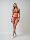 Kadın Kırmızı Karpuz Desen Boyundan İp Bağlamalı Üçgen Bikini Takımı HZL25S-LC5005