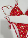 Kadın Kırmızı Karpuz Desen Boyundan İp Bağlamalı Üçgen Bikini Takımı HZL25S-LC5005
