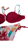 Kadın Kırmızı Taş İşlemeli Astarlı Bikini Takım HZL25S-LC207